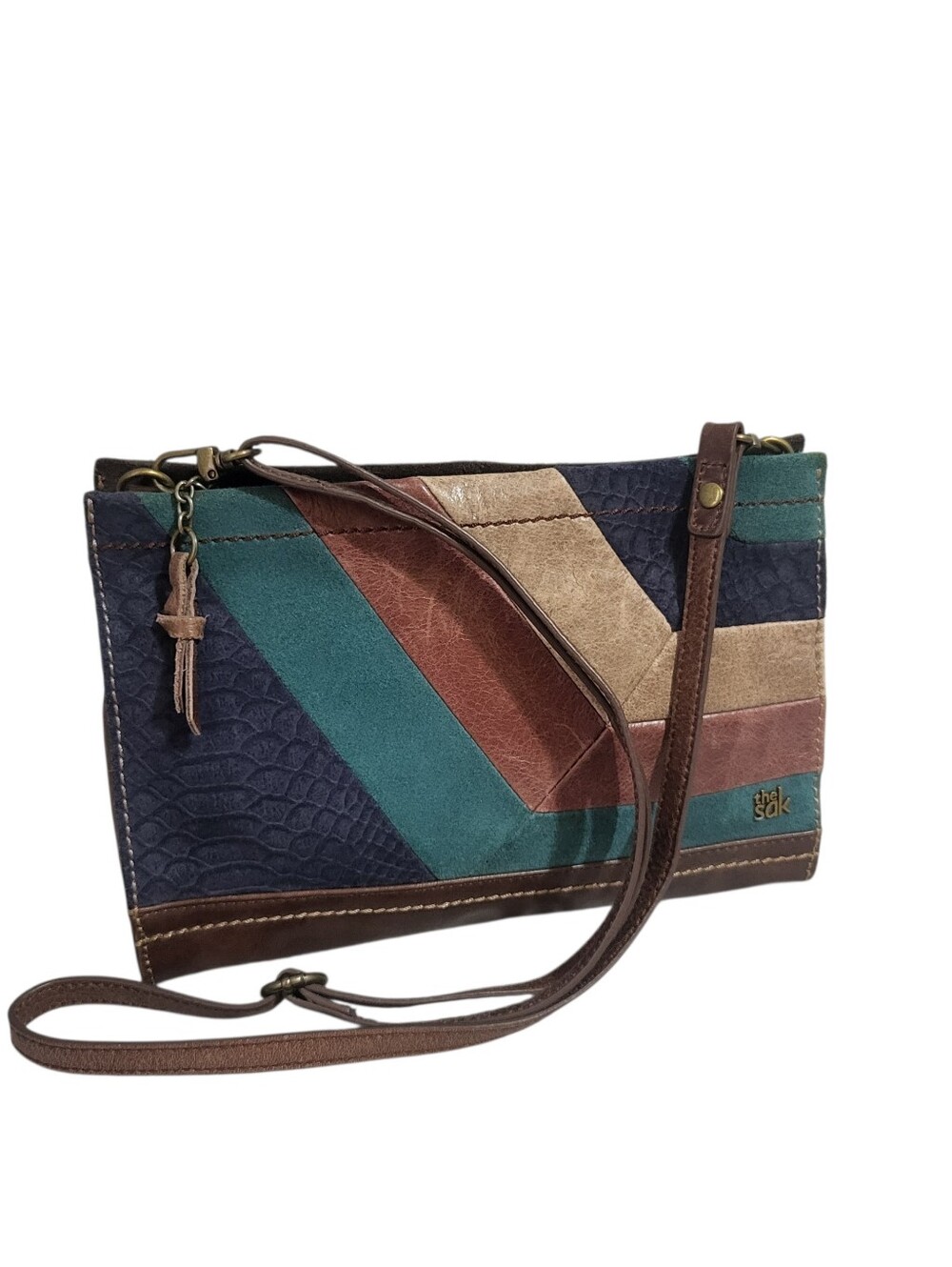 Y2K Vintage The Sak Iris Crossbody Bag Purse Clutch Patchwork Leather Suede MCM